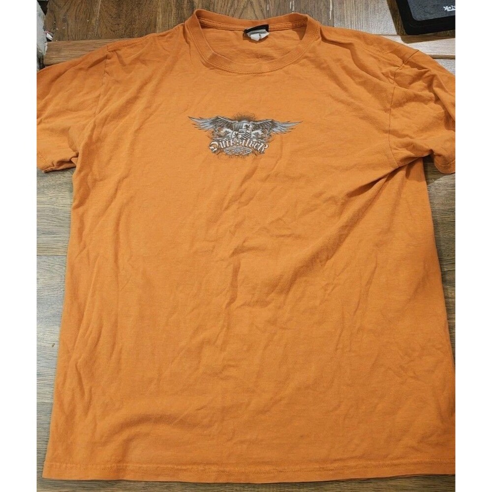VTG Y2K Quiksilver T-Shirt Faded Orange Men’s Large Skater Surf Wings Logo